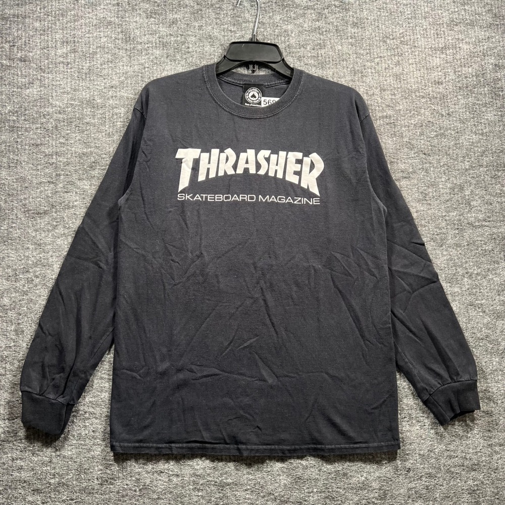 Thrasher Skateboard Magazine Long Sleeve Graphic T-Shirt Black Medium
